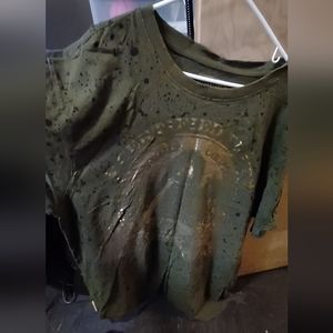 Green with gold metallic print "all seeing eye" T Shirt 4XL mens.